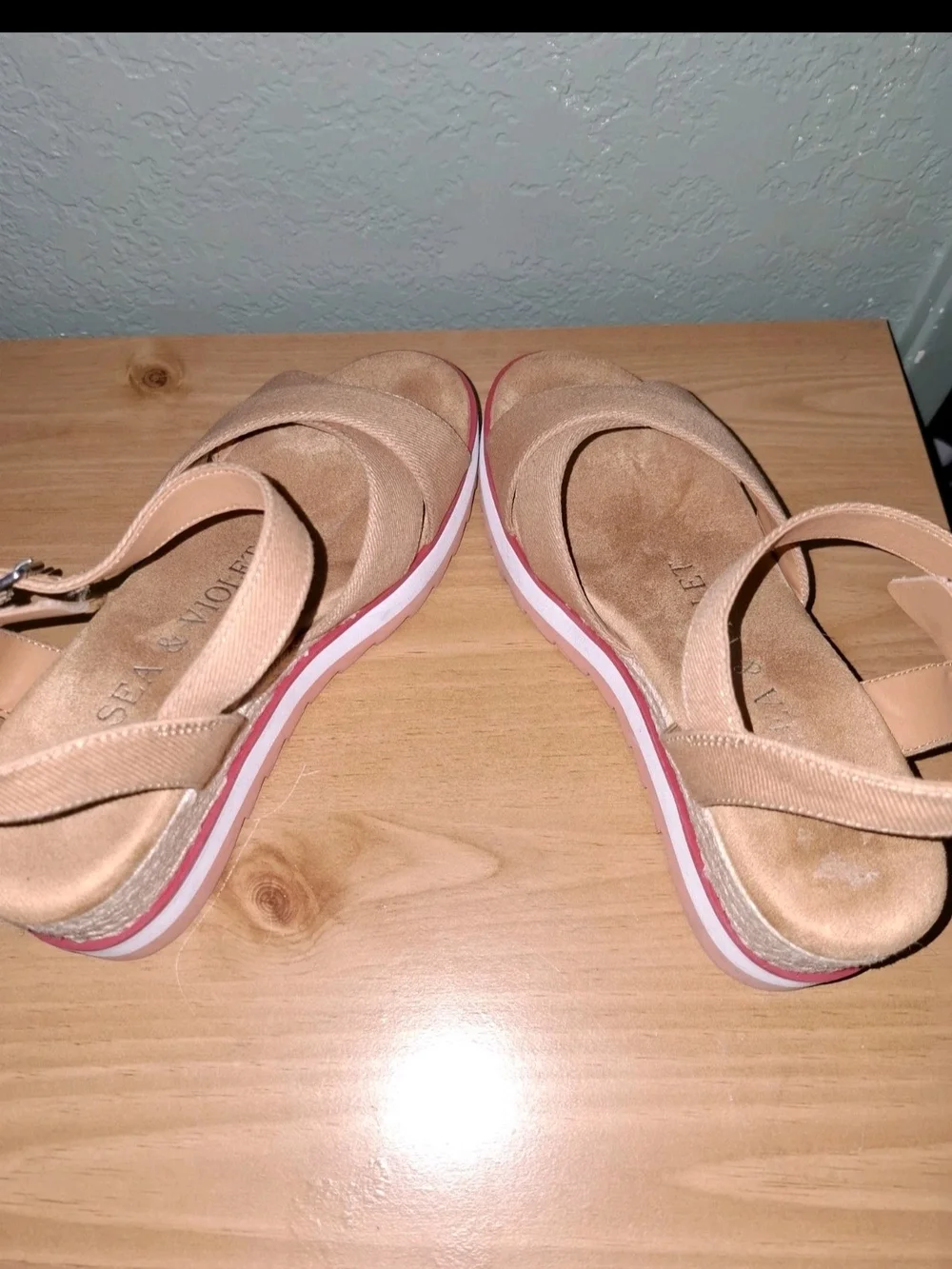 Chelsea & Violet Blush and Pink Platform Wedge Sandals